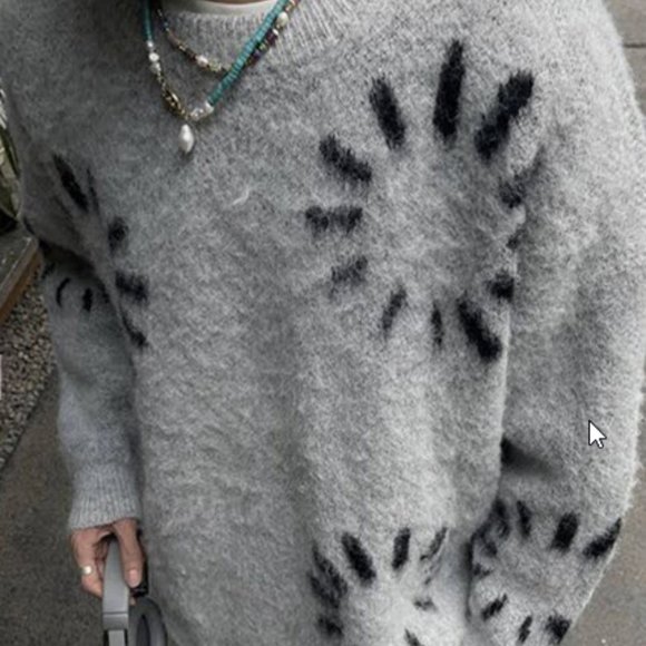 Men's Vintage Jacquard Sweater  US size M 22" Wide / Gray NWOT - Picture 2 of 4